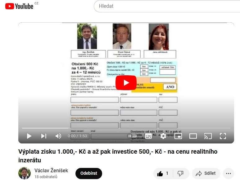 V�plata zisku 1.000,- K� a a� pak investice 500,- K� - na cenu realitn�ho inzer�tu